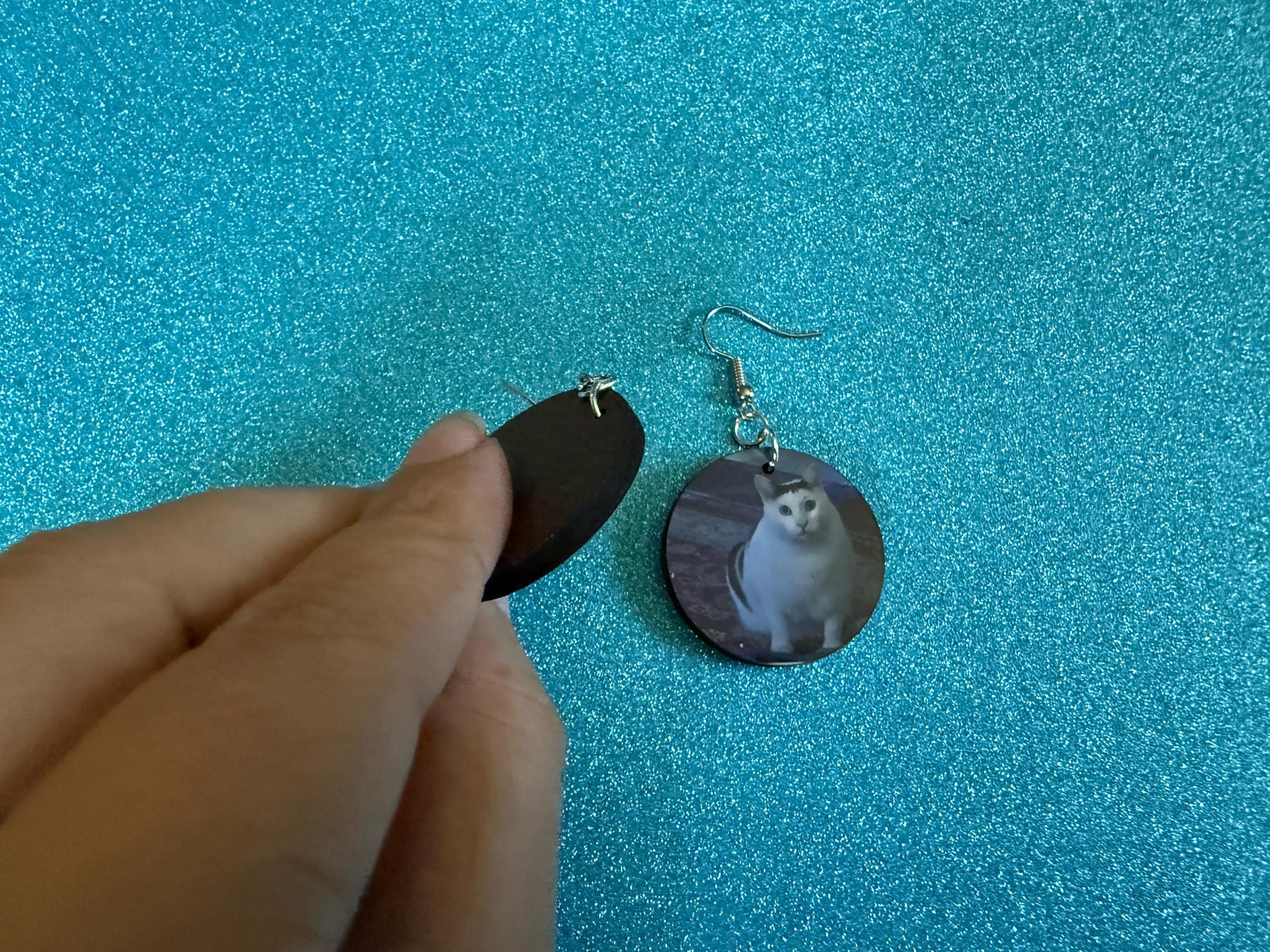 Huh Cat Meme Earrings: Wooden Sublimated Meme Earrings, Cat Saying Huh Meme, Cat Memes, Novelty, Pop Culture, Best Gifts for Her/Him/Them