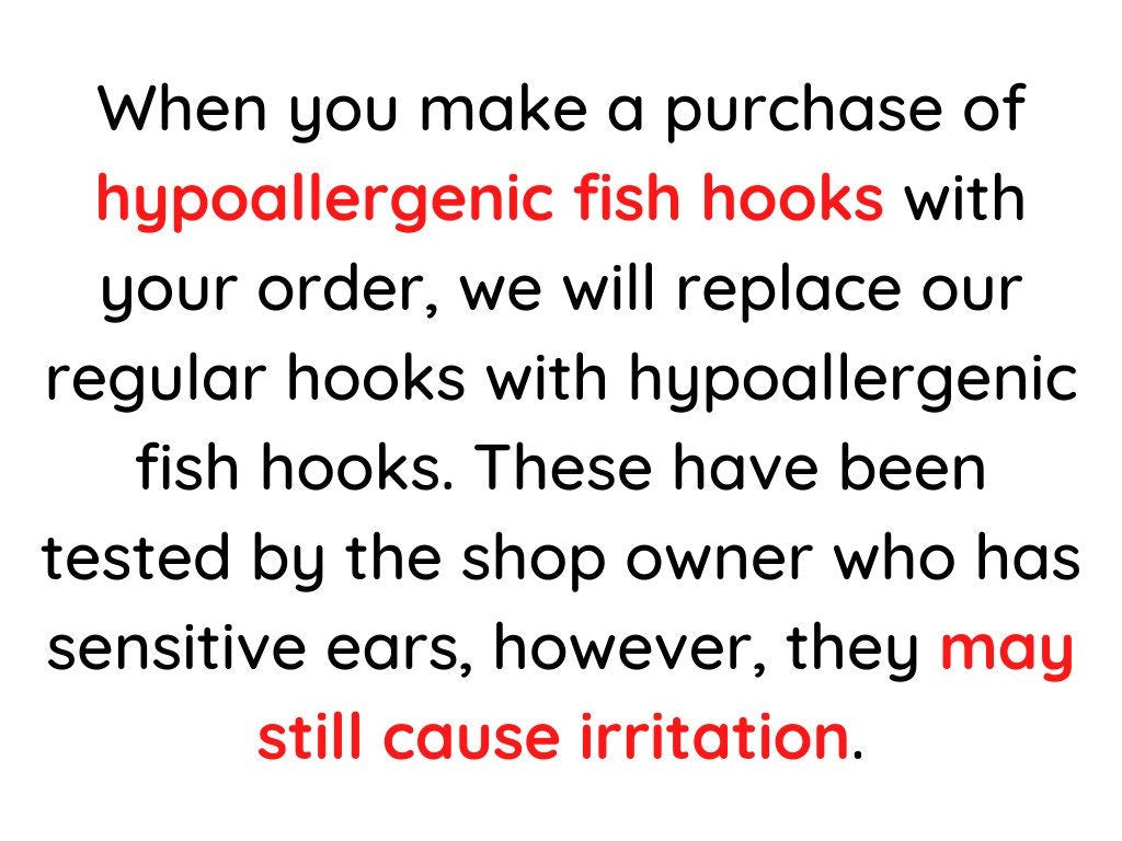 Hypoallergenic Earring Fish Hooks to Replace Regular Fish Hooks: Order Add On (One Per Purchased Pair)
