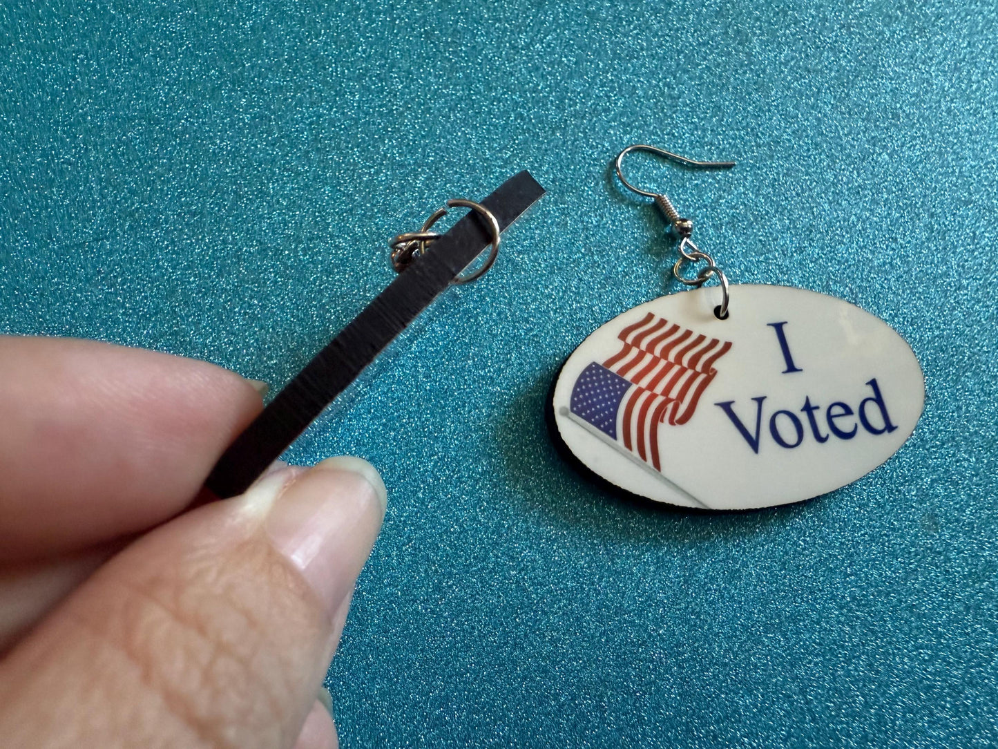 I Voted Earrings: Laser Cut Acrylic Voter Sticker Earrings, 2024 Presidential Election, Trump, Kamala Harris, Best Gifts for Her/Him/Them
