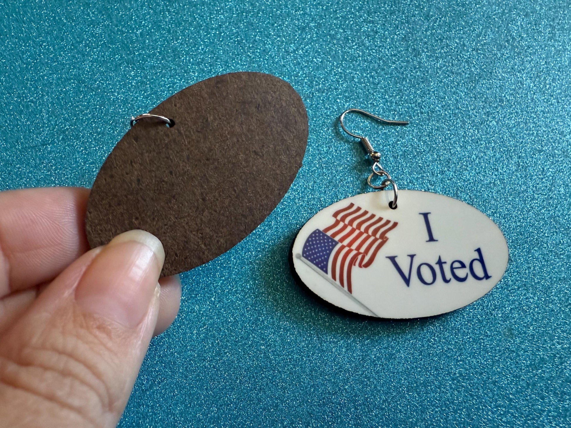 I Voted Earrings: Laser Cut Acrylic Voter Sticker Earrings, 2024 Presidential Election, Trump, Kamala Harris, Best Gifts for Her/Him/Them
