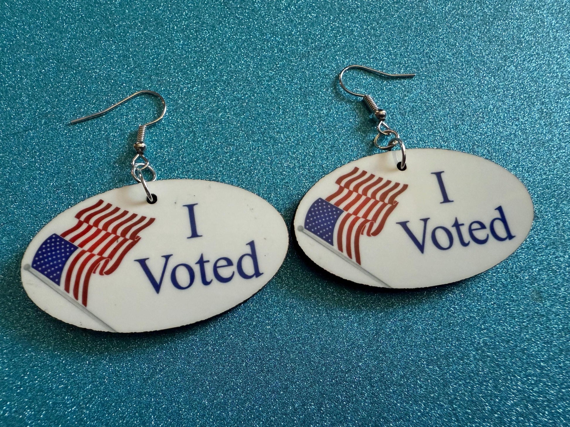 I Voted Earrings: Laser Cut Acrylic Voter Sticker Earrings, 2024 Presidential Election, Trump, Kamala Harris, Best Gifts for Her/Him/Them