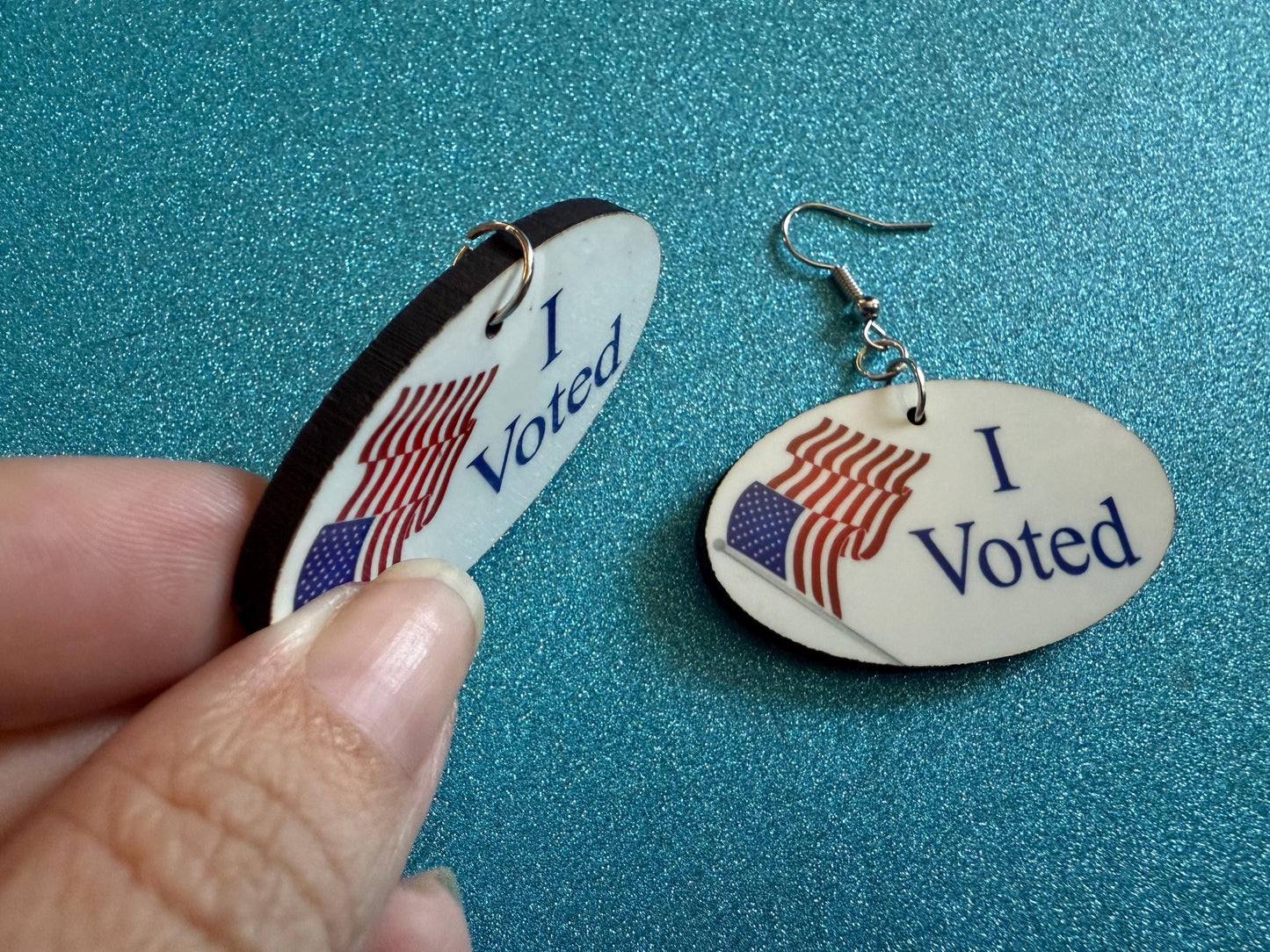 I Voted Earrings: Laser Cut Acrylic Voter Sticker Earrings, 2024 Presidential Election, Trump, Kamala Harris, Best Gifts for Her/Him/Them