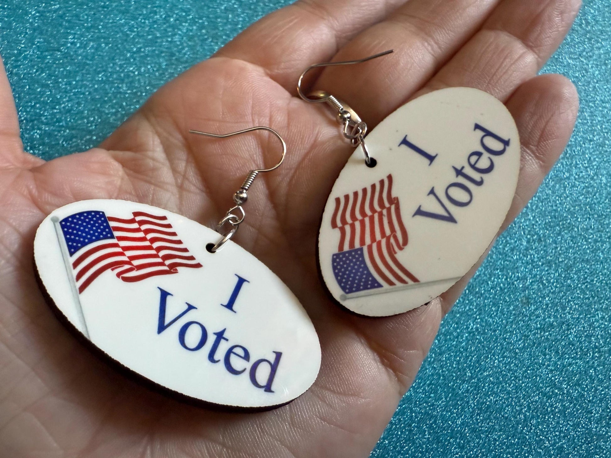 I Voted Earrings: Laser Cut Acrylic Voter Sticker Earrings, 2024 Presidential Election, Trump, Kamala Harris, Best Gifts for Her/Him/Them