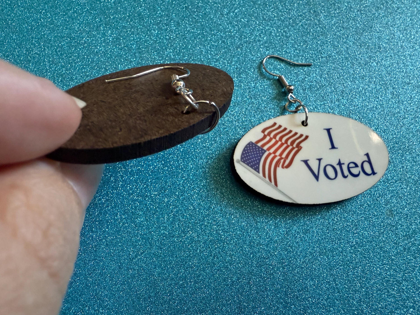 I Voted Earrings: Laser Cut Acrylic Voter Sticker Earrings, 2024 Presidential Election, Trump, Kamala Harris, Best Gifts for Her/Him/Them