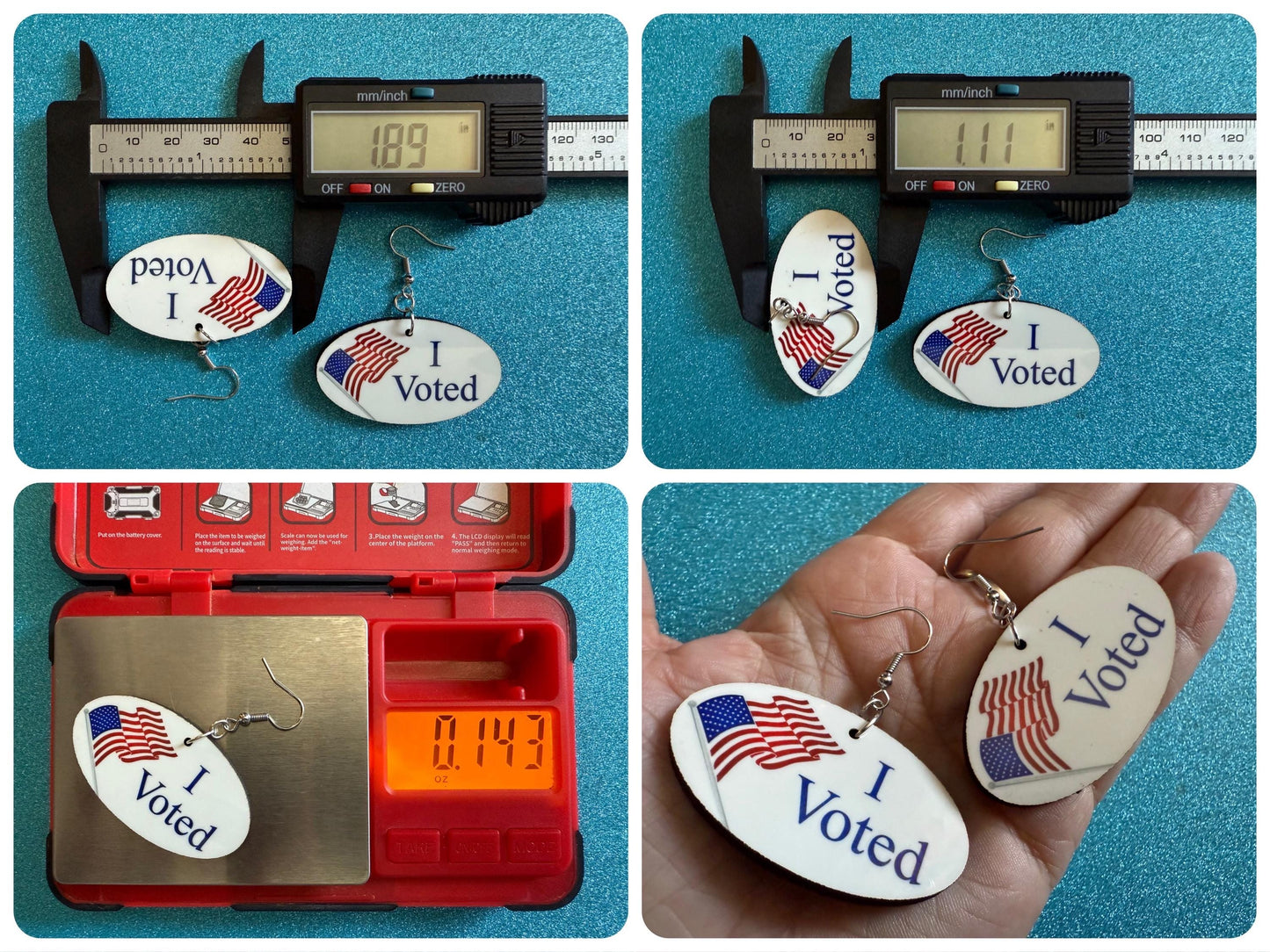 I Voted Earrings: Laser Cut Acrylic Voter Sticker Earrings, 2024 Presidential Election, Trump, Kamala Harris, Best Gifts for Her/Him/Them