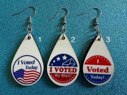 I Voted Today Earrings: Laser Cut Acrylic Voter Sticker Earrings 2024 Presidential Election Trump Kamala Harris, Best Gifts for Her/Him/Them