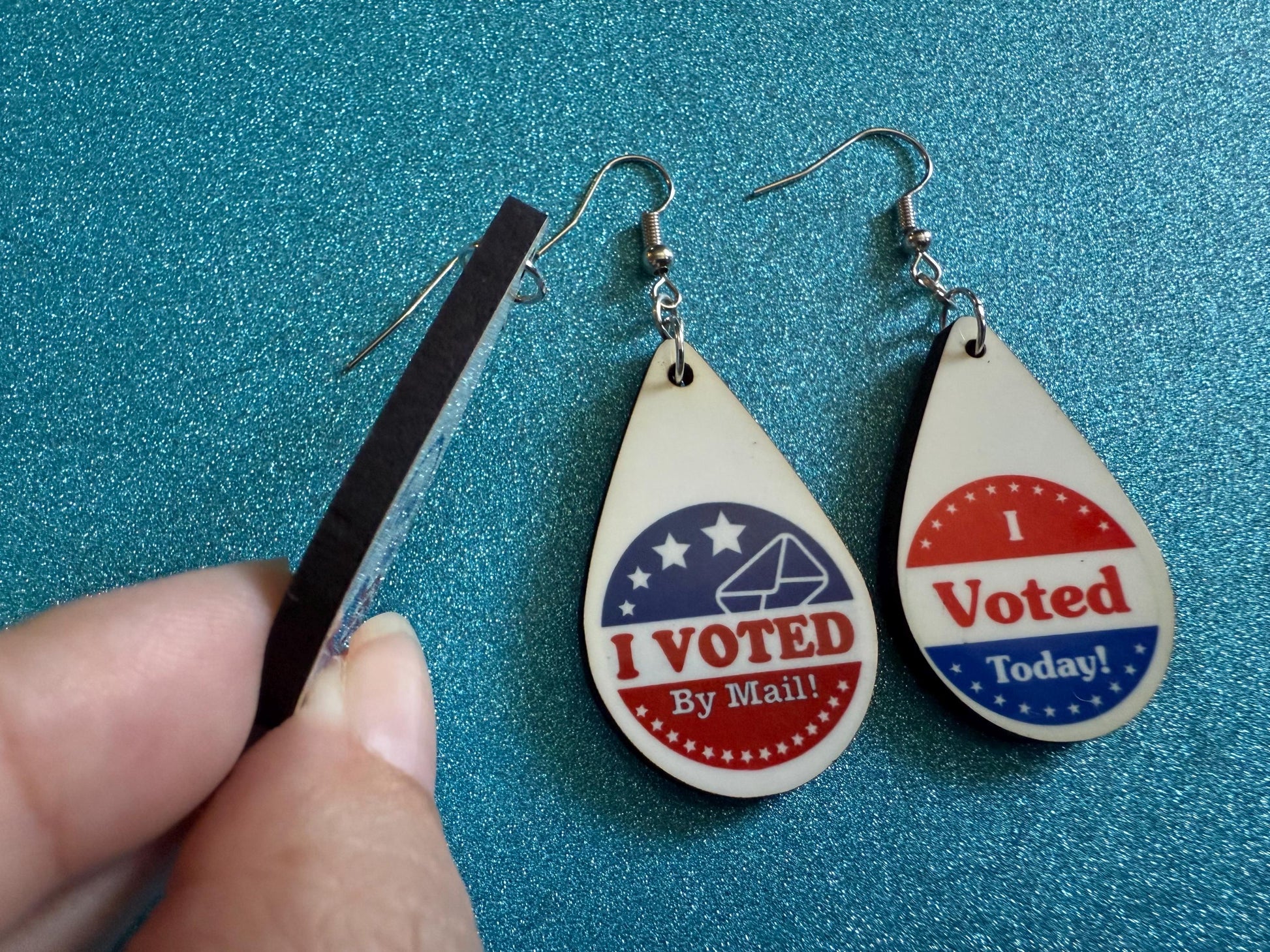 I Voted Today Earrings: Laser Cut Acrylic Voter Sticker Earrings 2024 Presidential Election Trump Kamala Harris, Best Gifts for Her/Him/Them