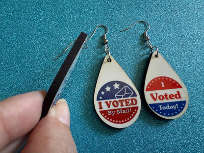I Voted Today Earrings: Laser Cut Acrylic Voter Sticker Earrings 2024 Presidential Election Trump Kamala Harris, Best Gifts for Her/Him/Them