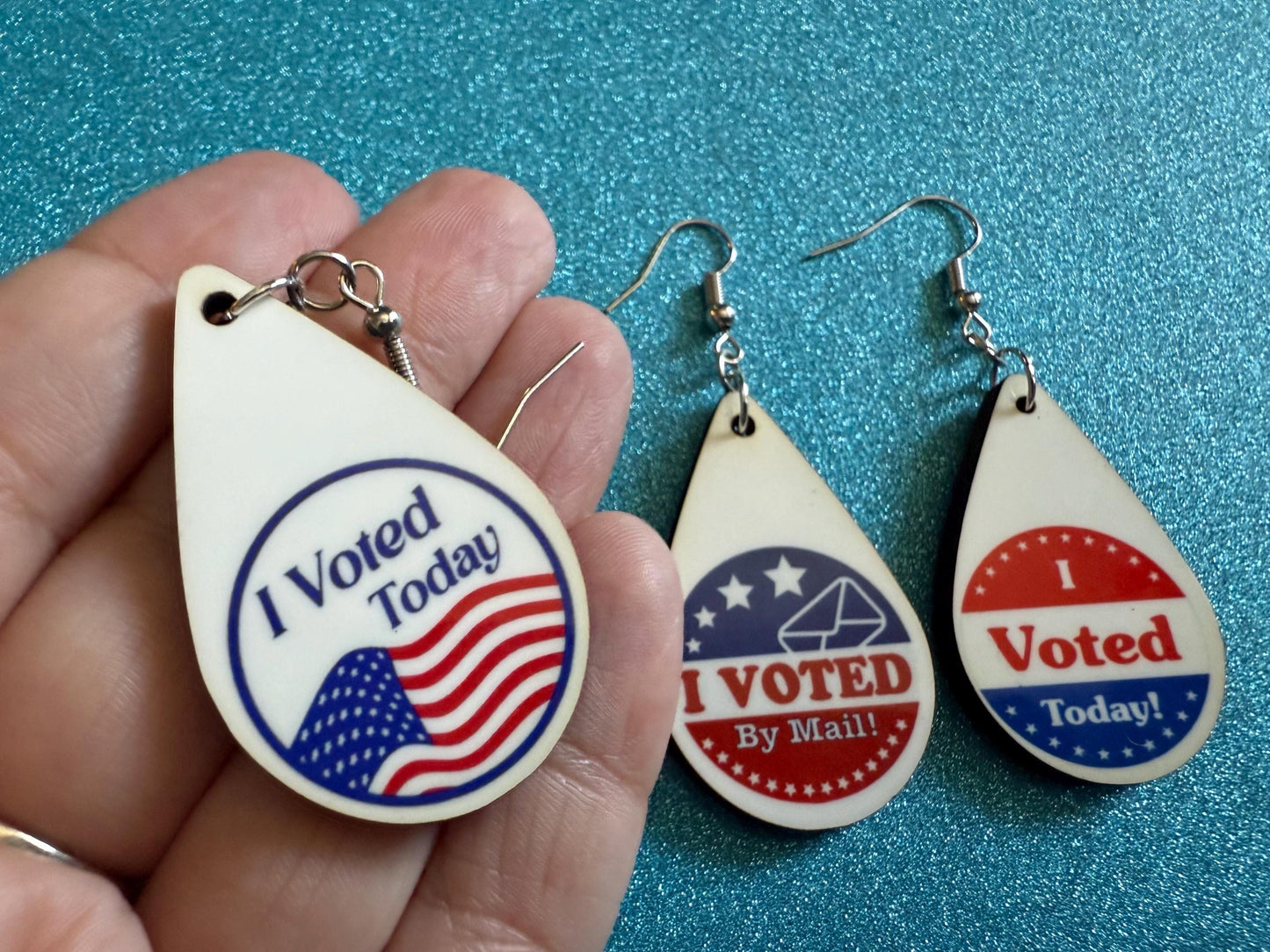 I Voted Today Earrings: Laser Cut Acrylic Voter Sticker Earrings 2024 Presidential Election Trump Kamala Harris, Best Gifts for Her/Him/Them