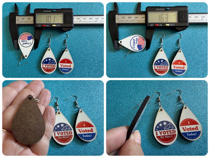 I Voted Today Earrings: Laser Cut Acrylic Voter Sticker Earrings 2024 Presidential Election Trump Kamala Harris, Best Gifts for Her/Him/Them