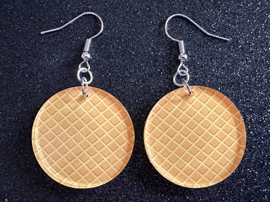 Ice Cream Cone Earrings: Laser Cut Acrylic Circles, Waffle, Dessert Ice Cream, Miniature Food, Novelty, Foodie, Best Gifts for Her/Him/Them