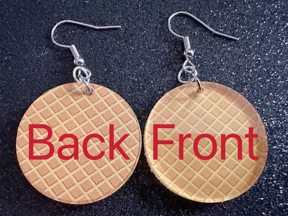 Ice Cream Cone Earrings: Laser Cut Acrylic Circles, Waffle, Dessert Ice Cream, Miniature Food, Novelty, Foodie, Best Gifts for Her/Him/Them