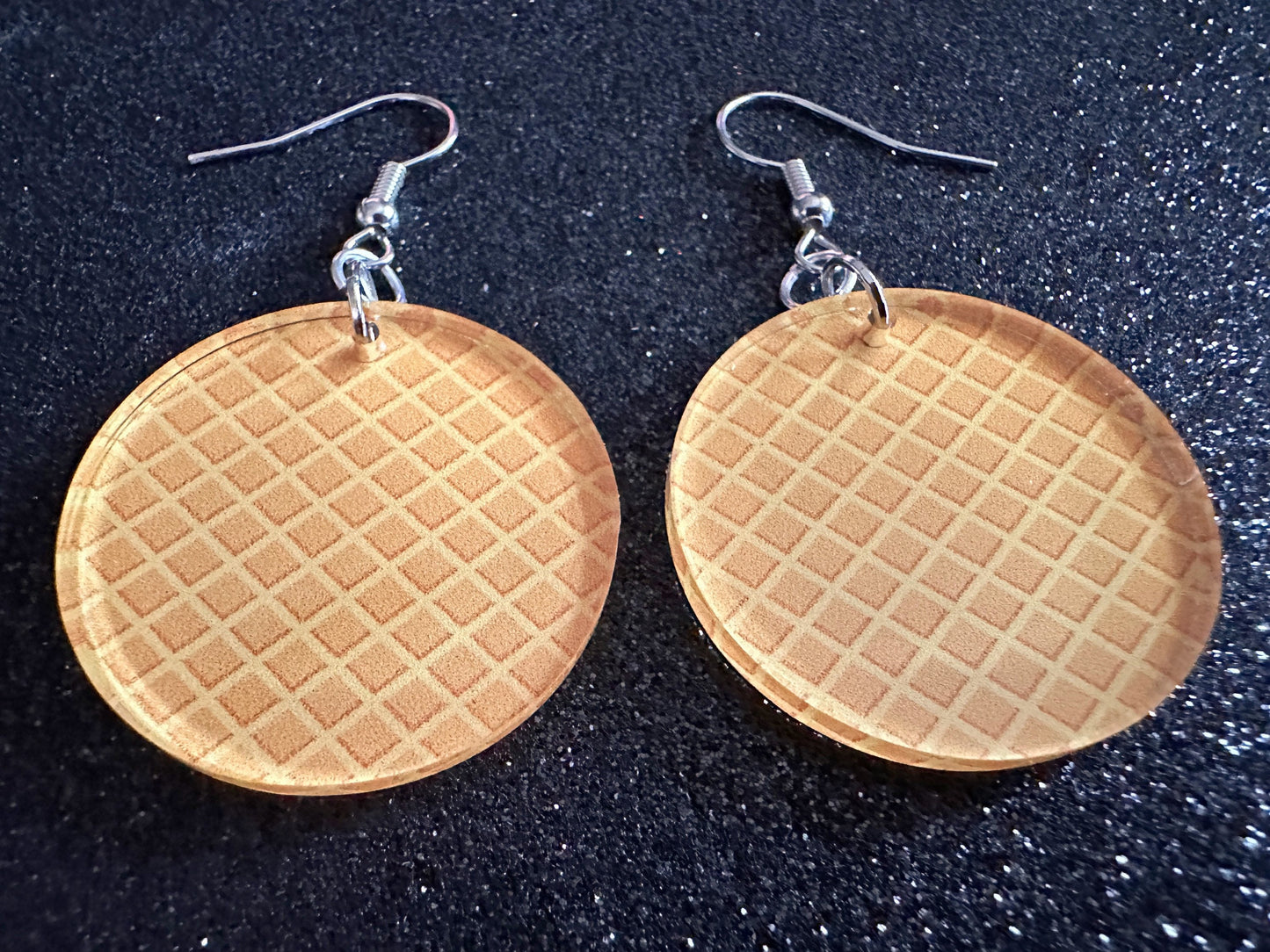 Ice Cream Cone Earrings: Laser Cut Acrylic Circles, Waffle, Dessert Ice Cream, Miniature Food, Novelty, Foodie, Best Gifts for Her/Him/Them