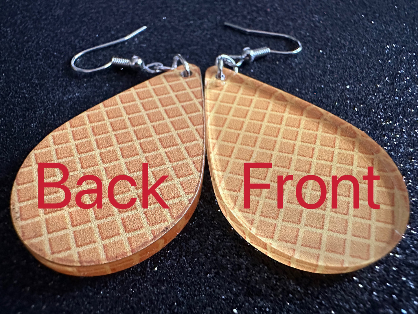 Ice Cream Cone Earrings: Laser Cut Acrylic Teardrop Cones, Waffle, Ice Cream, Miniature Food, Novelty, Foodie, Best Gifts for Her/Him/Them