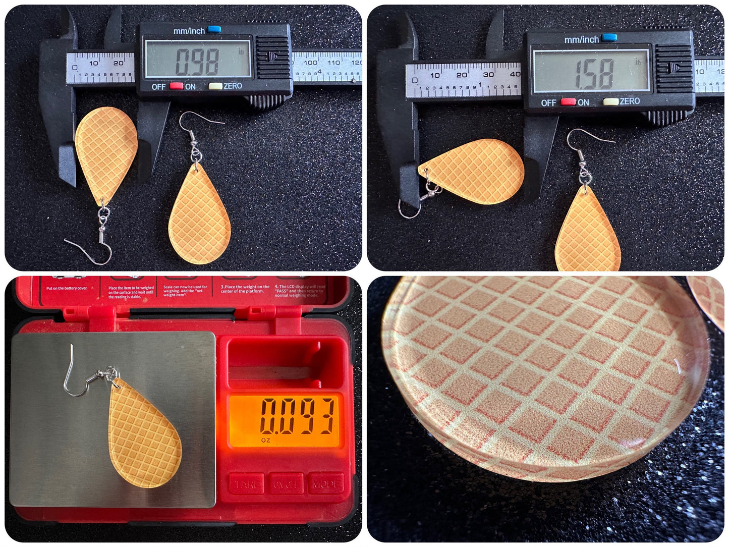 Ice Cream Cone Earrings: Laser Cut Acrylic Teardrop Cones, Waffle, Ice Cream, Miniature Food, Novelty, Foodie, Best Gifts for Her/Him/Them