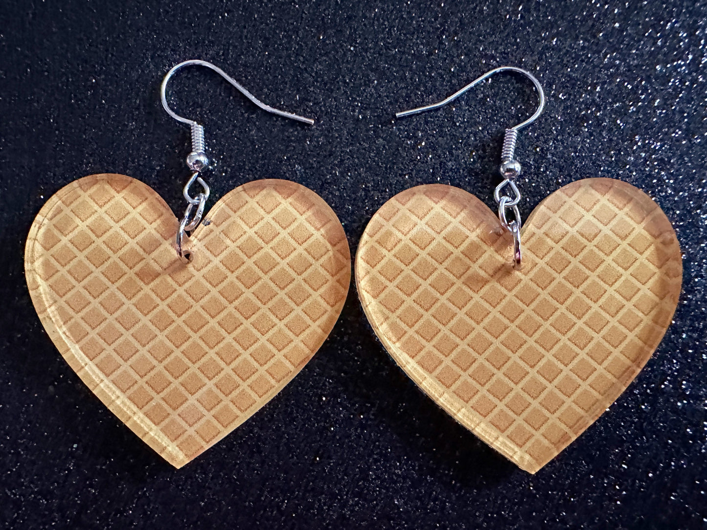 Ice Cream Cone Heart Earrings: Laser Cut Acrylic Hearts, Dessert Ice Cream, Miniature Food, Novelty, Foodie, Best Gifts for Her/Him/Them
