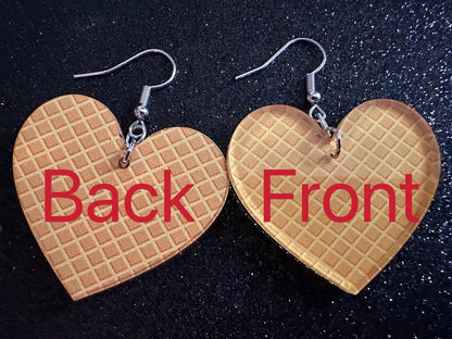 Ice Cream Cone Heart Earrings: Laser Cut Acrylic Hearts, Dessert Ice Cream, Miniature Food, Novelty, Foodie, Best Gifts for Her/Him/Them