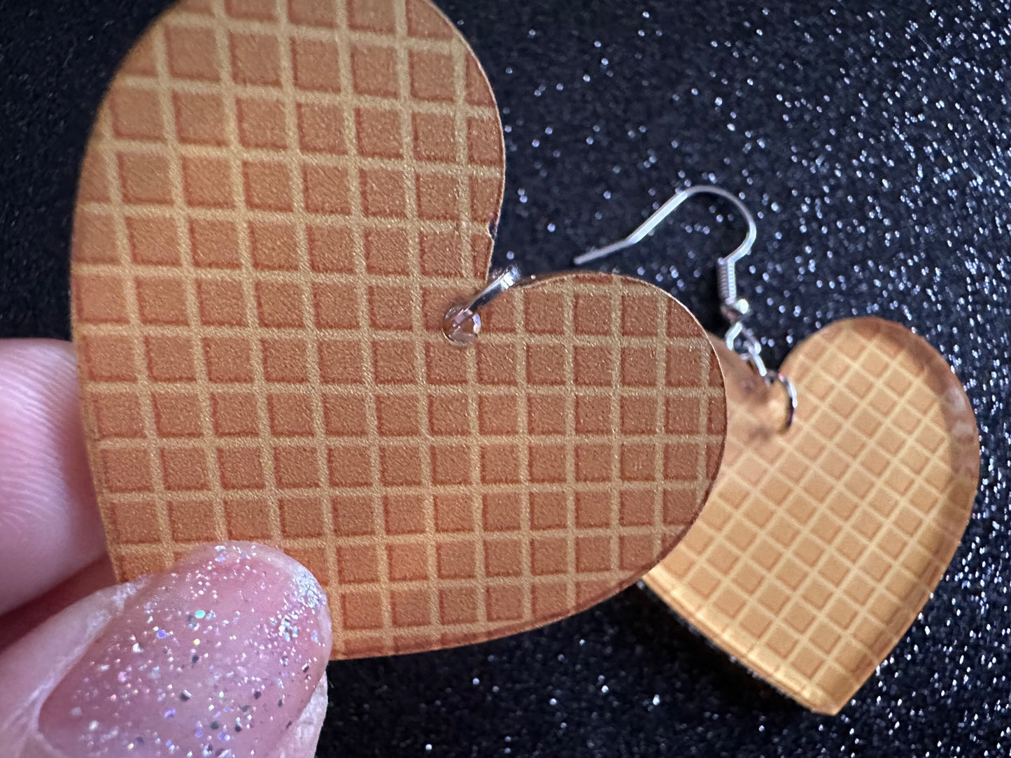 Ice Cream Cone Heart Earrings: Laser Cut Acrylic Hearts, Dessert Ice Cream, Miniature Food, Novelty, Foodie, Best Gifts for Her/Him/Them