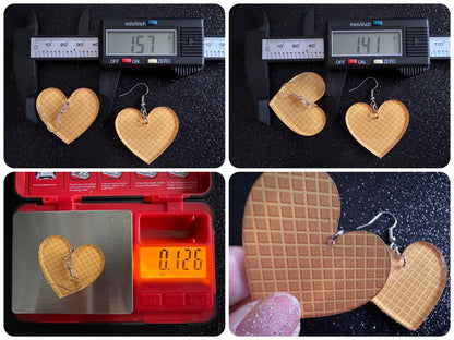 Ice Cream Cone Heart Earrings: Laser Cut Acrylic Hearts, Dessert Ice Cream, Miniature Food, Novelty, Foodie, Best Gifts for Her/Him/Them