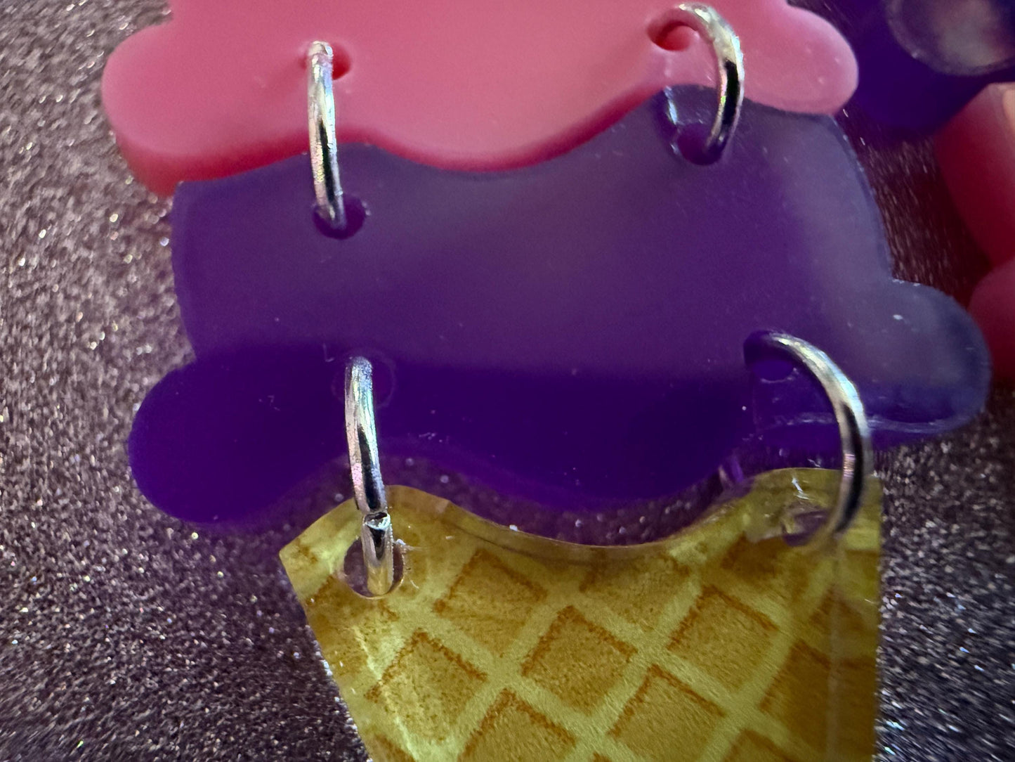 Ice Cream Earrings: Laser Cut Acrylic Ice Cream Cones, Scoop, Miniature Food, Novelty, Foodie, Taro, Hawaiian, Best Gifts for Her/Him/Them