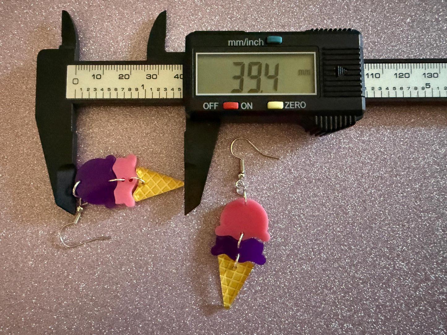 Ice Cream Earrings: Laser Cut Acrylic Ice Cream Cones, Scoop, Miniature Food, Novelty, Foodie, Taro, Hawaiian, Best Gifts for Her/Him/Them