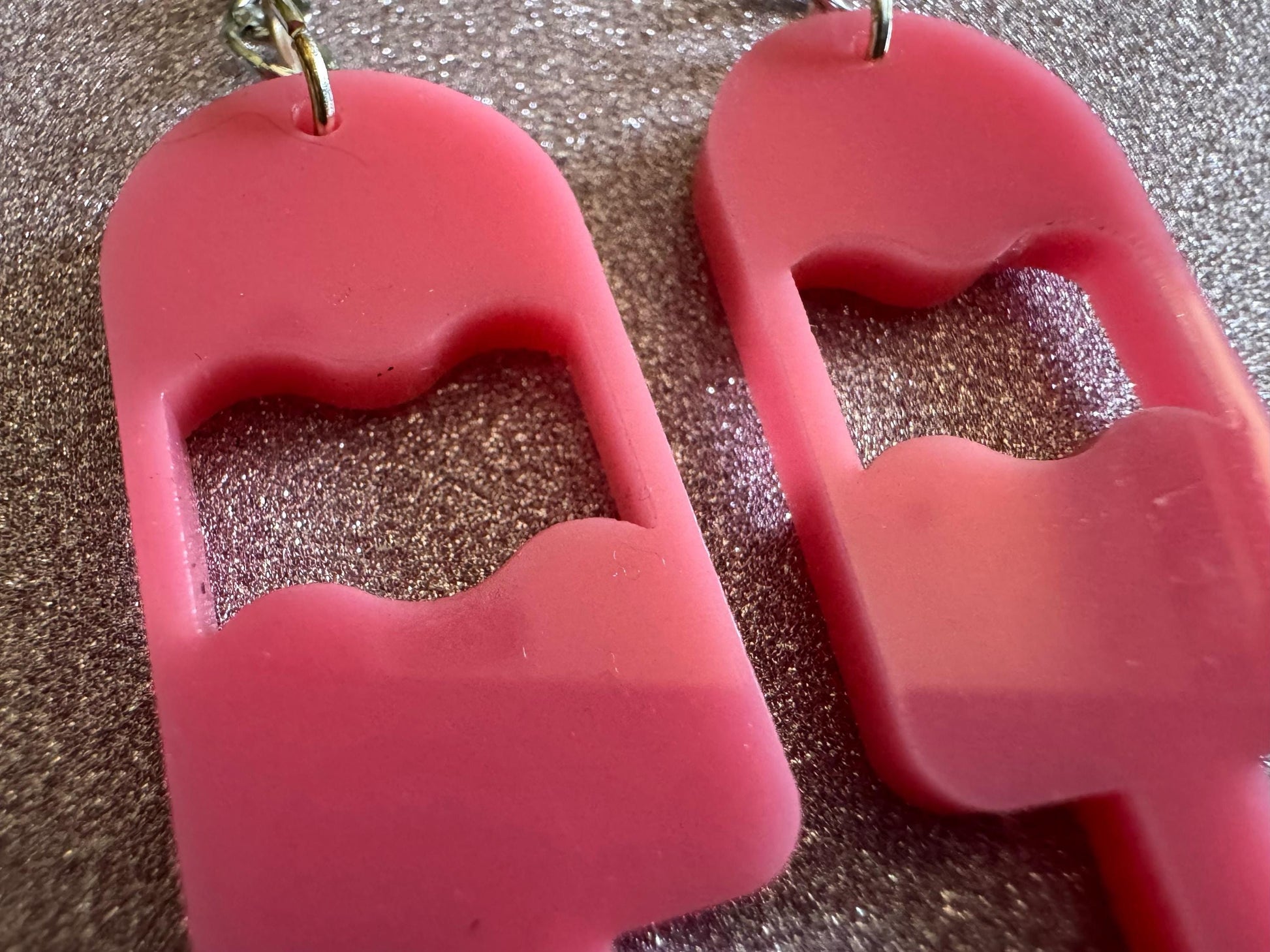 Ice Cream Earrings: Laser Cut Acrylic Pink Ice Cream Popsicles, Miniature Food, Novelty, Foodie, Strawberry, Best Gifts for Her/Him/Them