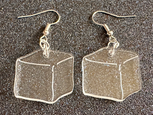 Ice Cube Earrings: Laser Cut Acrylic Ice Cubes, Cold, Iced, Frozen Water, Freezing, Summer, Cool Down, Chill Out, Gifts for Her/Him/Them