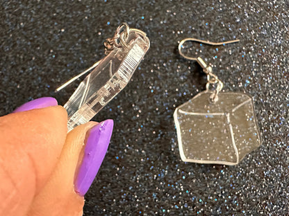 Ice Cube Earrings: Laser Cut Acrylic Ice Cubes, Cold, Iced, Frozen Water, Freezing, Summer, Cool Down, Chill Out, Gifts for Her/Him/Them