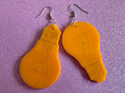 Idea Lightbulb Earrings: Laser Cut Acrylic Lightbulbs, Eureka, Motivational, Bright Light, Lamp, Best Gifts for Her/Him/Them