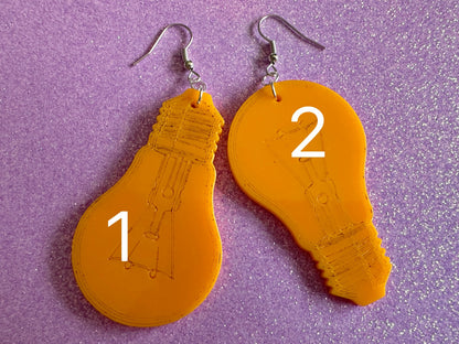 Idea Lightbulb Earrings: Laser Cut Acrylic Lightbulbs, Eureka, Motivational, Bright Light, Lamp, Best Gifts for Her/Him/Them