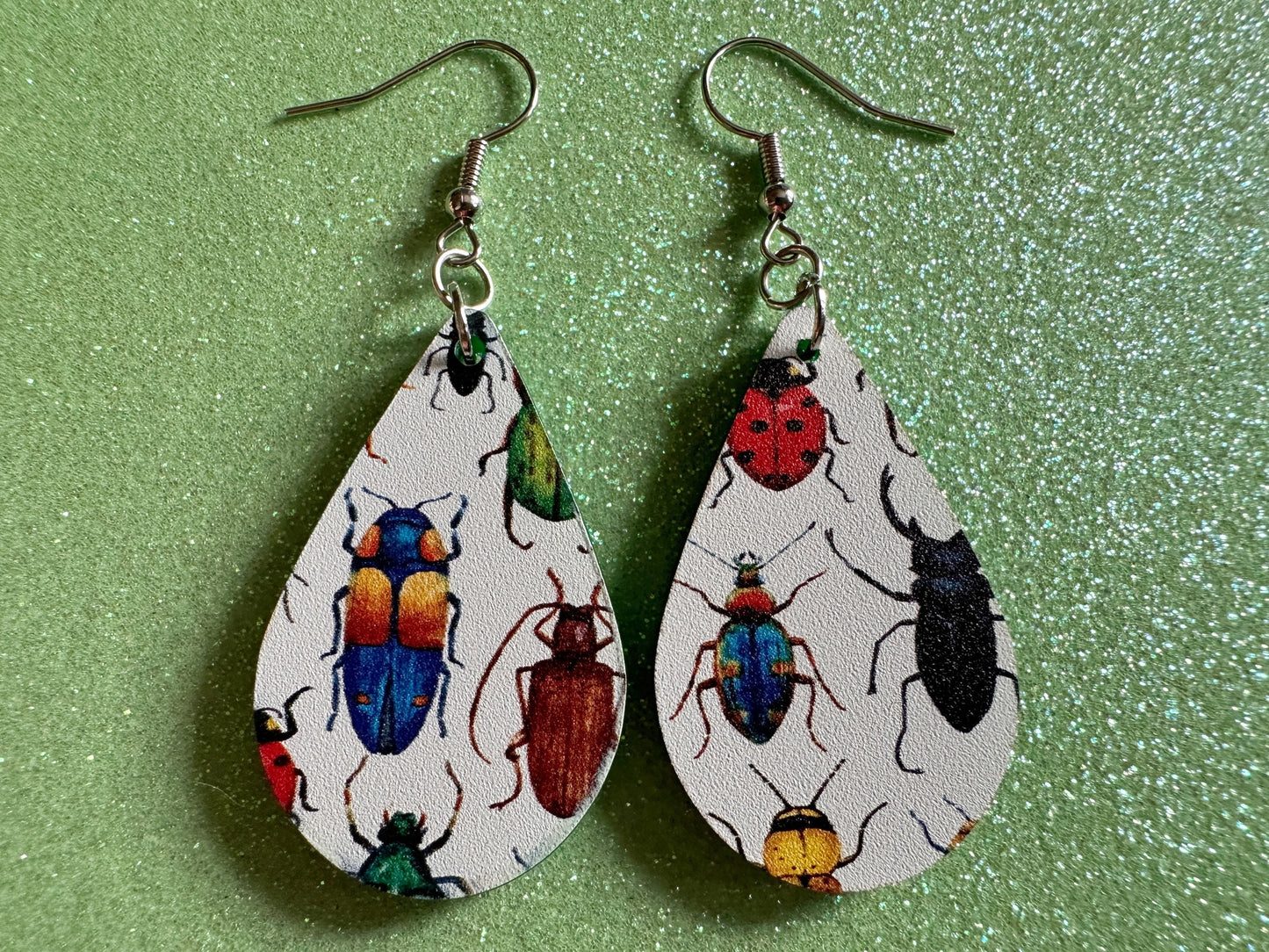 Insect Earrings: Laser Cut Acrylic Insects, Bugs, Green Earrings, Beetle, Animals, Entomology, Zoo, Colorful, Best Gifts for Her/Him/Them