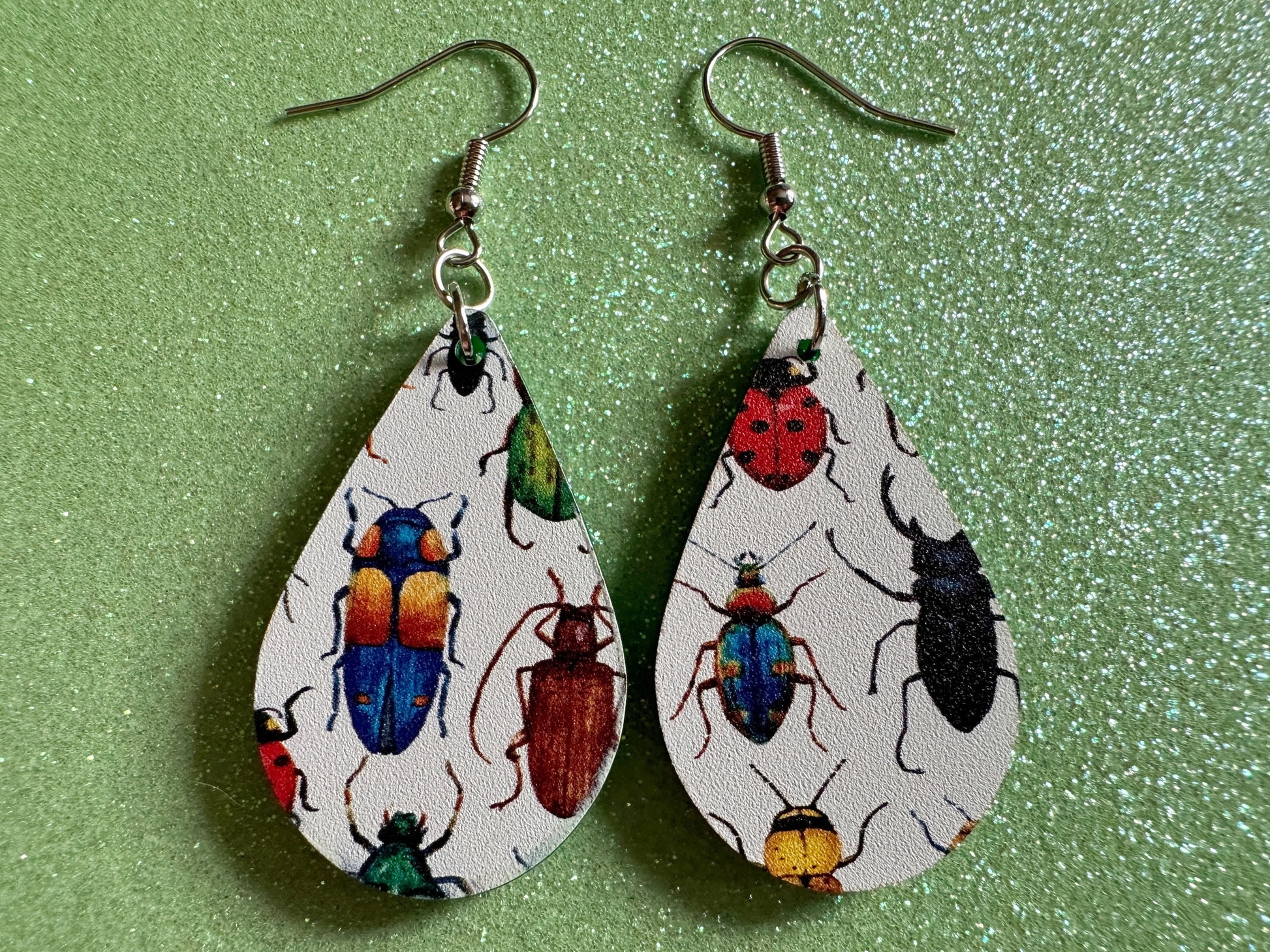 Insect Earrings: Laser Cut Acrylic Insects, Bugs, Green Earrings, Beetle, Animals, Entomology, Zoo, Colorful, Best Gifts for Her/Him/Them