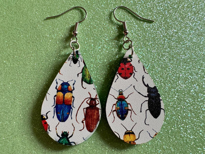 Insect Earrings: Laser Cut Acrylic Insects, Bugs, Green Earrings, Beetle, Animals, Entomology, Zoo, Colorful, Best Gifts for Her/Him/Them