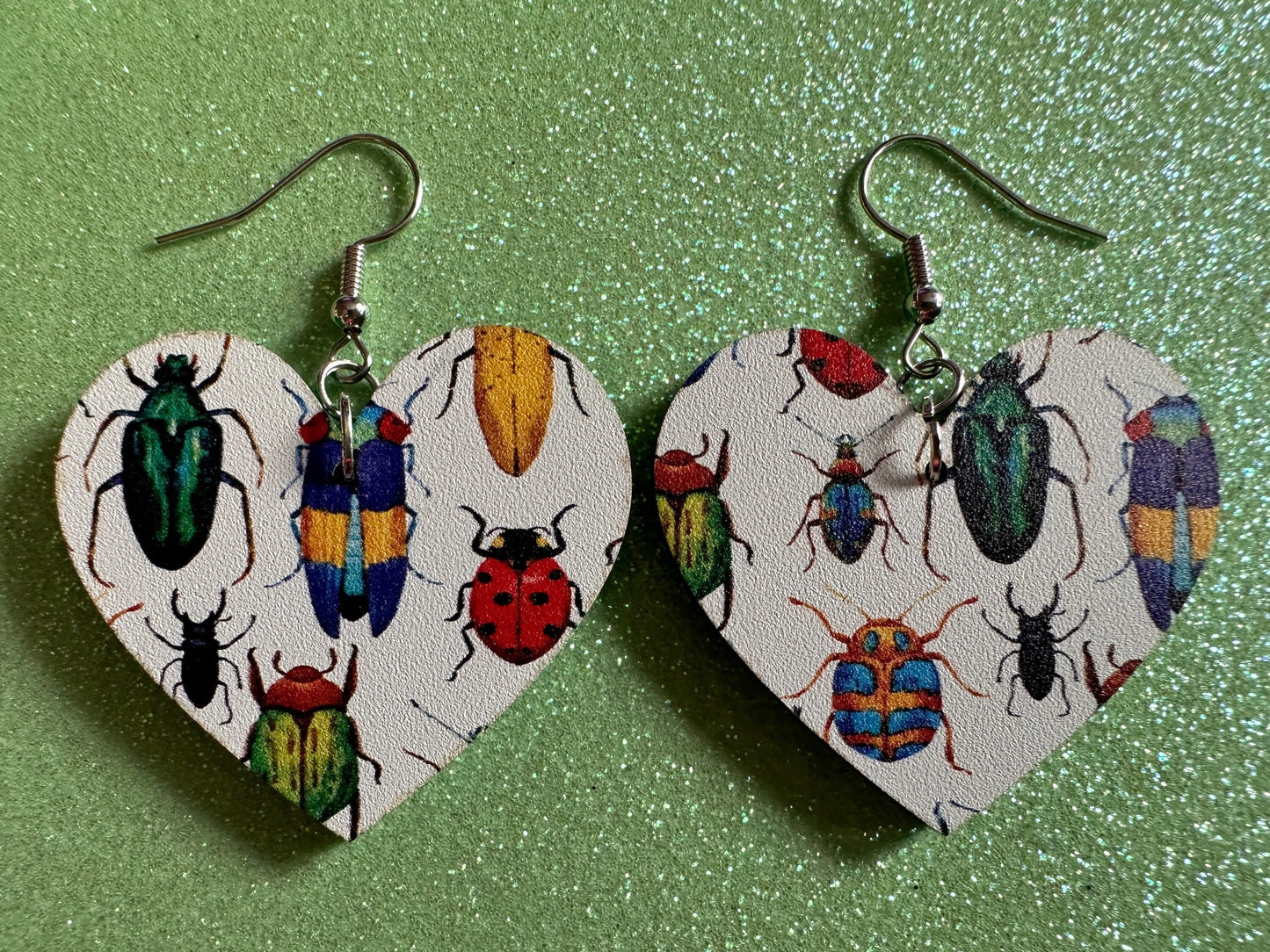 Insect Earrings: Laser Cut Acrylic Insects, Bugs, Green Earrings, Beetle, Animals, Entomology, Zoo, Colorful, Best Gifts for Her/Him/Them