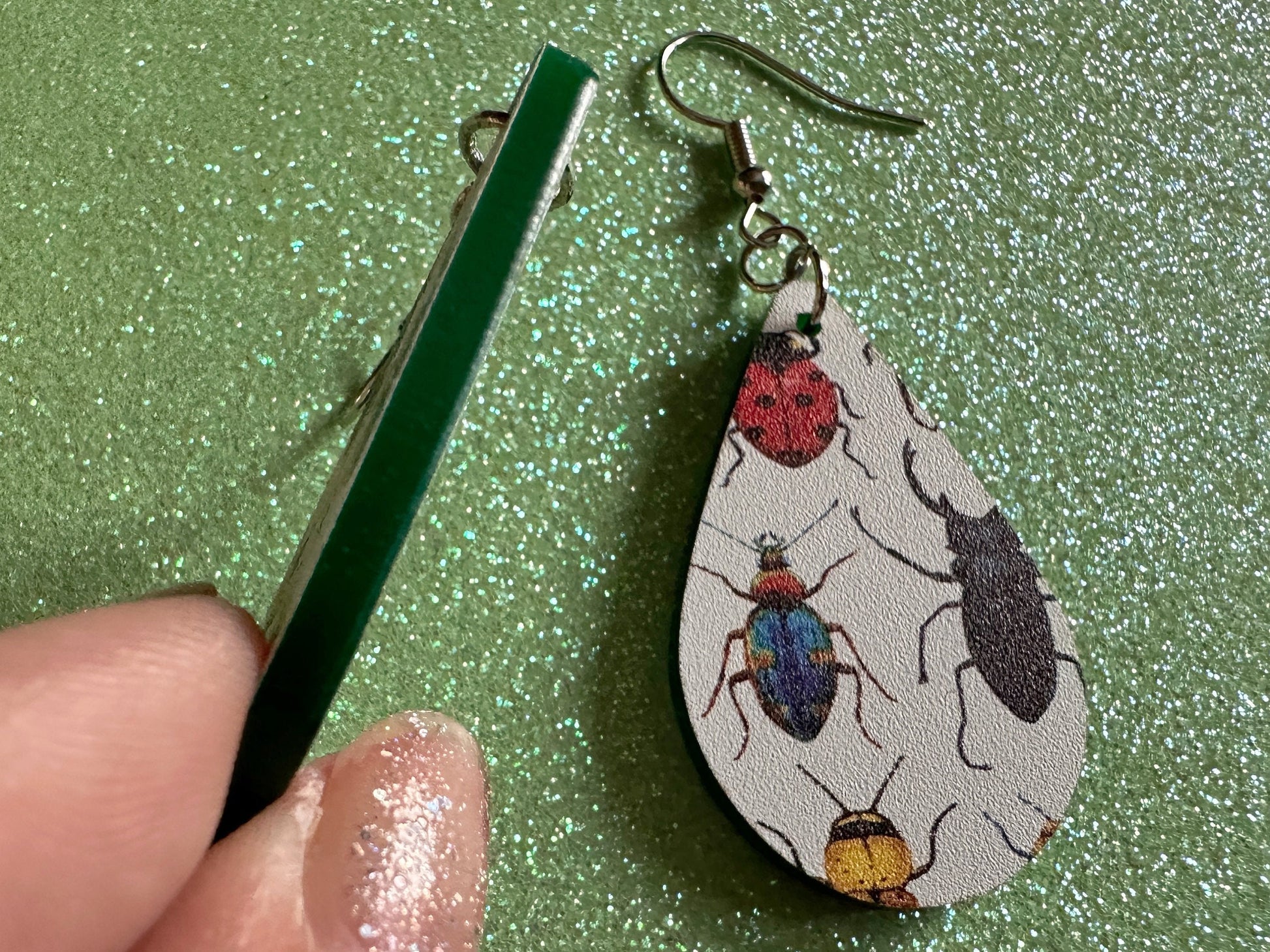 Insect Earrings: Laser Cut Acrylic Insects, Bugs, Green Earrings, Beetle, Animals, Entomology, Zoo, Colorful, Best Gifts for Her/Him/Them