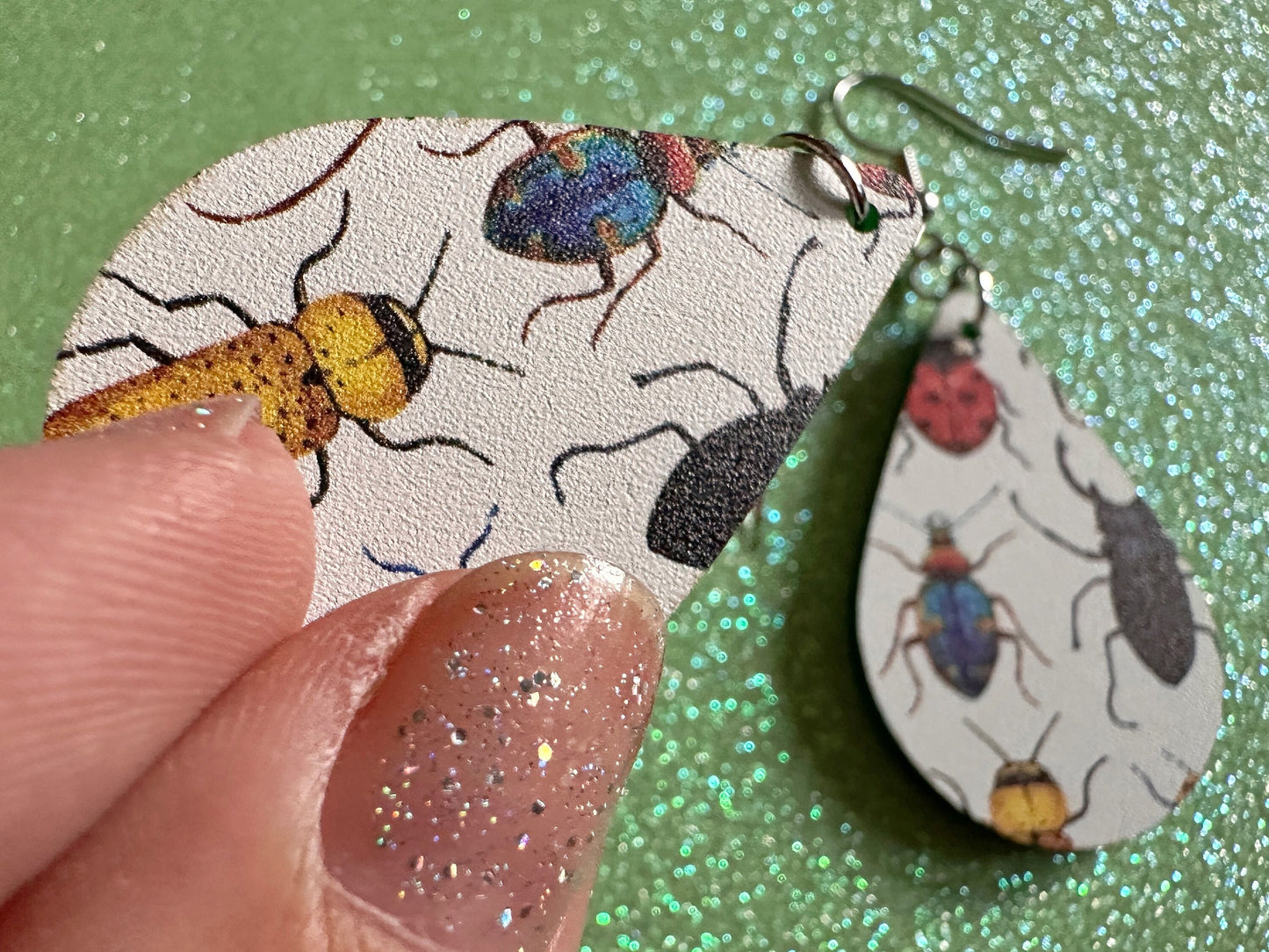 Insect Earrings: Laser Cut Acrylic Insects, Bugs, Green Earrings, Beetle, Animals, Entomology, Zoo, Colorful, Best Gifts for Her/Him/Them
