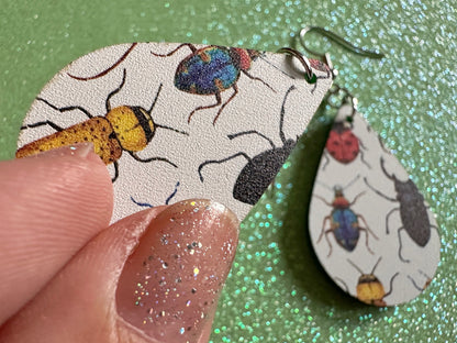 Insect Earrings: Laser Cut Acrylic Insects, Bugs, Green Earrings, Beetle, Animals, Entomology, Zoo, Colorful, Best Gifts for Her/Him/Them