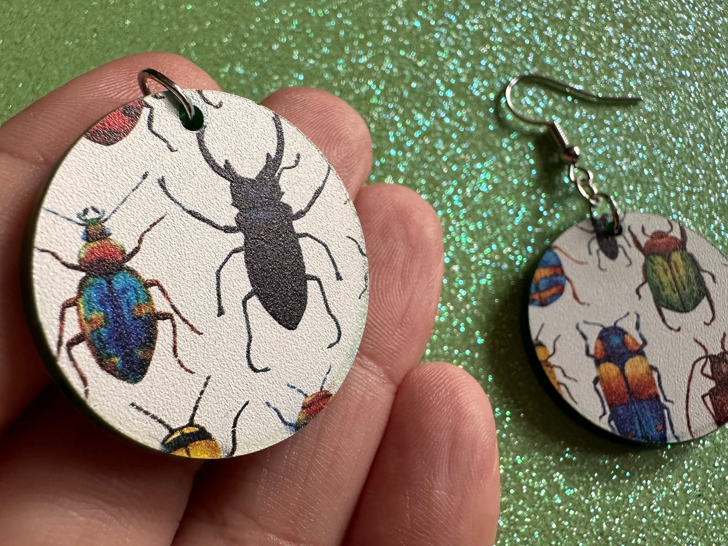Insect Earrings: Laser Cut Acrylic Insects, Bugs, Green Earrings, Beetle, Animals, Entomology, Zoo, Colorful, Best Gifts for Her/Him/Them