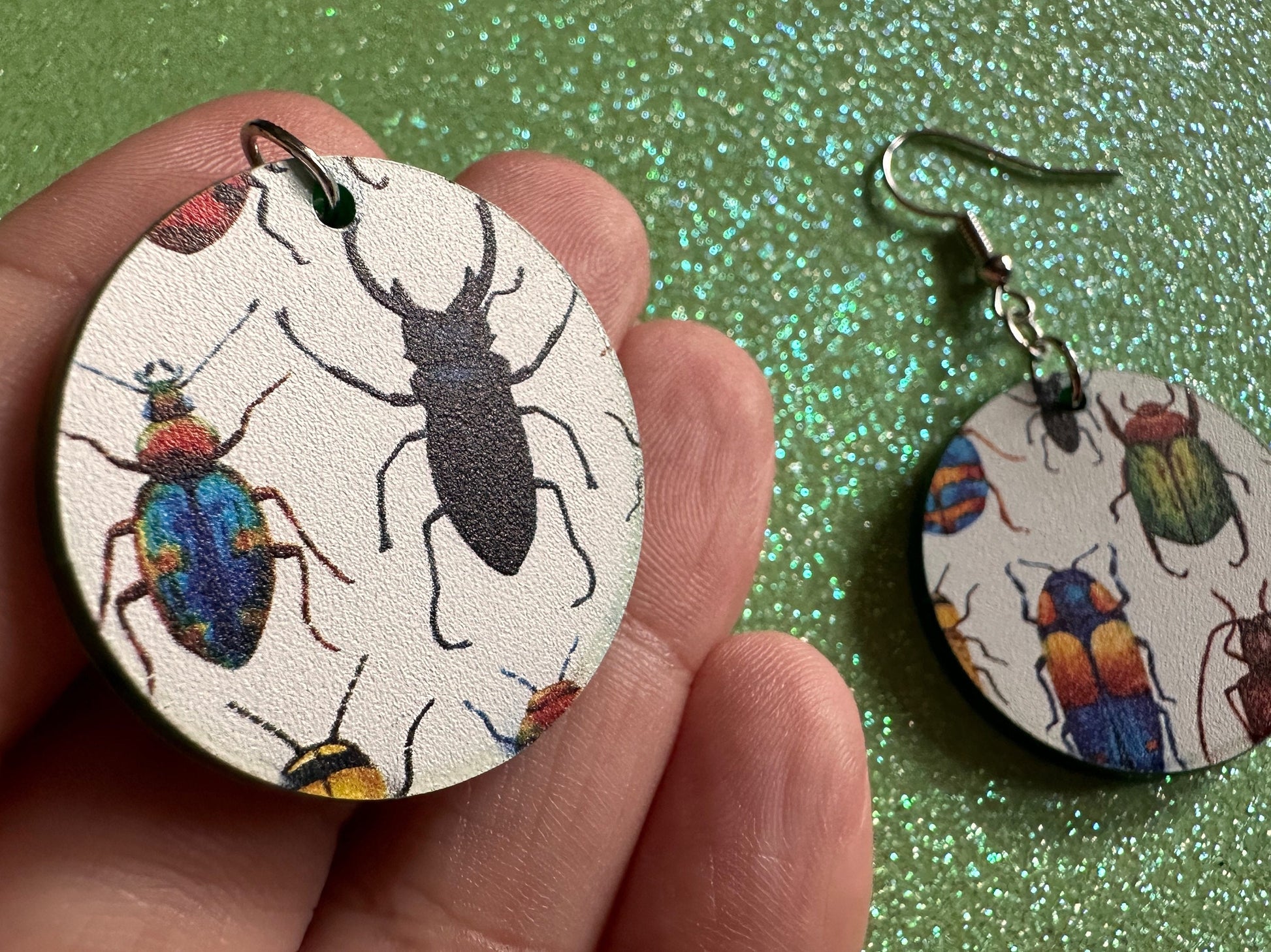 Insect Earrings: Laser Cut Acrylic Insects, Bugs, Green Earrings, Beetle, Animals, Entomology, Zoo, Colorful, Best Gifts for Her/Him/Them