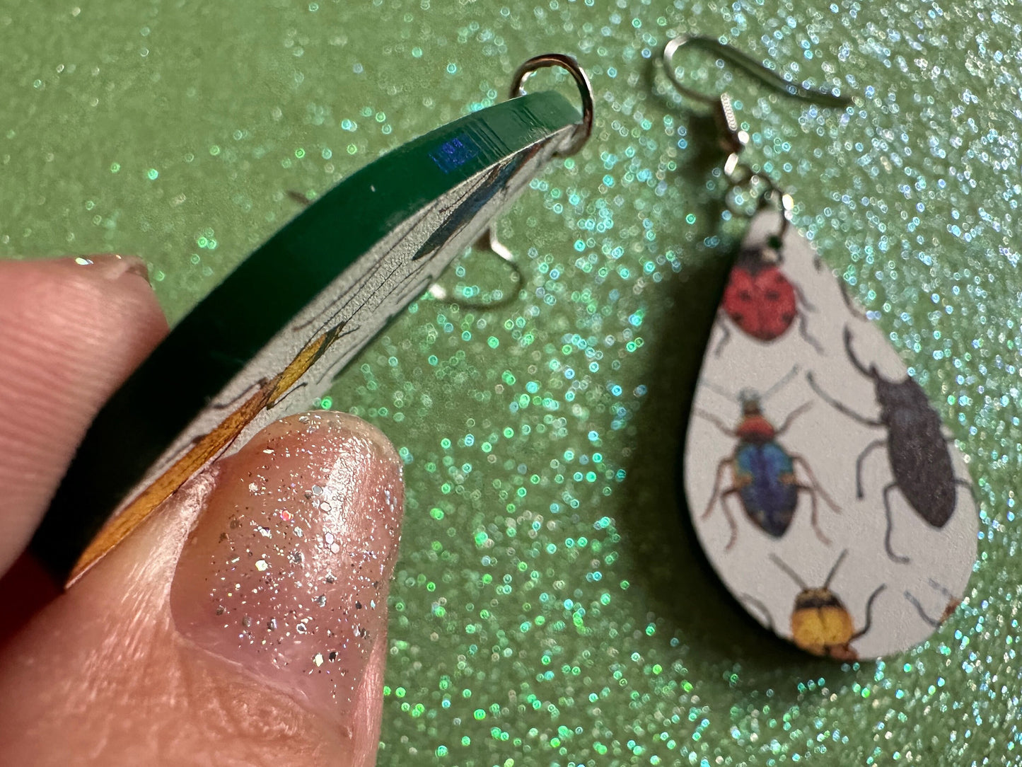 Insect Earrings: Laser Cut Acrylic Insects, Bugs, Green Earrings, Beetle, Animals, Entomology, Zoo, Colorful, Best Gifts for Her/Him/Them