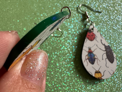Insect Earrings: Laser Cut Acrylic Insects, Bugs, Green Earrings, Beetle, Animals, Entomology, Zoo, Colorful, Best Gifts for Her/Him/Them