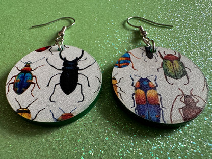 Insect Earrings: Laser Cut Acrylic Insects, Bugs, Green Earrings, Beetle, Animals, Entomology, Zoo, Colorful, Best Gifts for Her/Him/Them