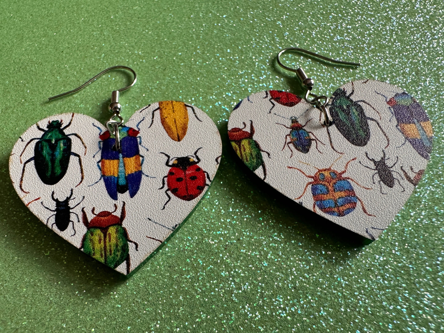Insect Earrings: Laser Cut Acrylic Insects, Bugs, Green Earrings, Beetle, Animals, Entomology, Zoo, Colorful, Best Gifts for Her/Him/Them