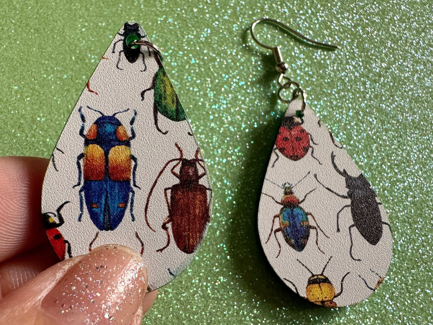 Insect Earrings: Laser Cut Acrylic Insects, Bugs, Green Earrings, Beetle, Animals, Entomology, Zoo, Colorful, Best Gifts for Her/Him/Them