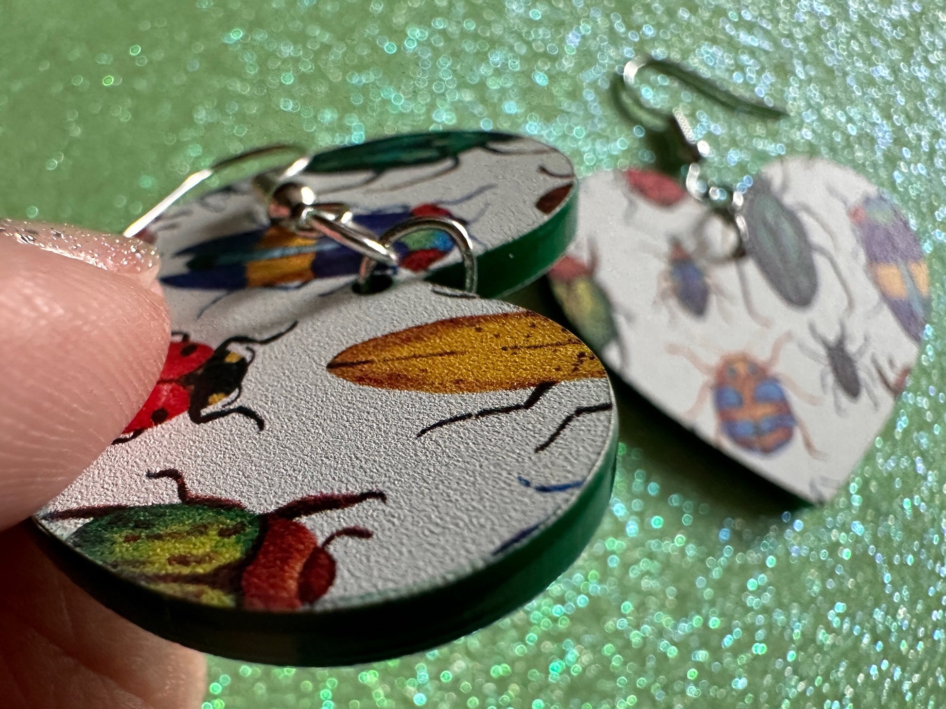 Insect Earrings: Laser Cut Acrylic Insects, Bugs, Green Earrings, Beetle, Animals, Entomology, Zoo, Colorful, Best Gifts for Her/Him/Them