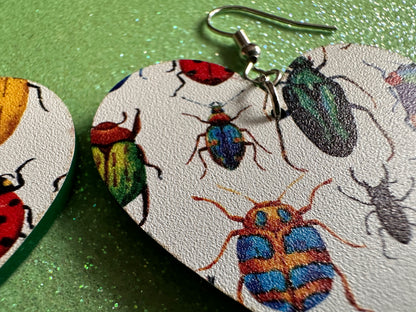 Insect Earrings: Laser Cut Acrylic Insects, Bugs, Green Earrings, Beetle, Animals, Entomology, Zoo, Colorful, Best Gifts for Her/Him/Them