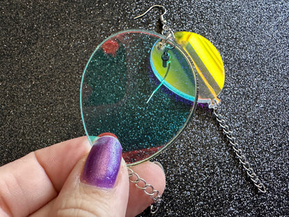 Iridescent Balloon Earrings: Laser Cut Acrylic Balloons, Party, Celebrate, Helium, Birthday, Best Gifts for Her/Him/Them