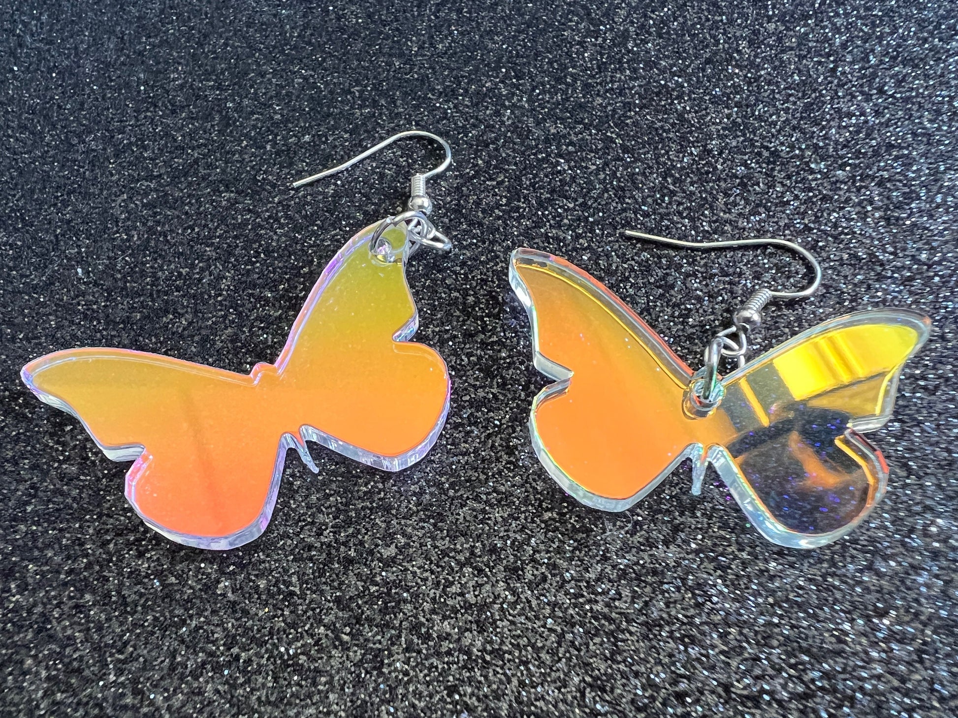 Iridescent Butterfly Earrings: Laser Cut Acrylic Butterflies, Summer, Monarch, Insects, Bugs, Best Gifts for Her/Him/Them