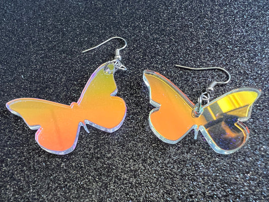Iridescent Butterfly Earrings: Laser Cut Acrylic Butterflies, Summer, Monarch, Insects, Bugs, Best Gifts for Her/Him/Them
