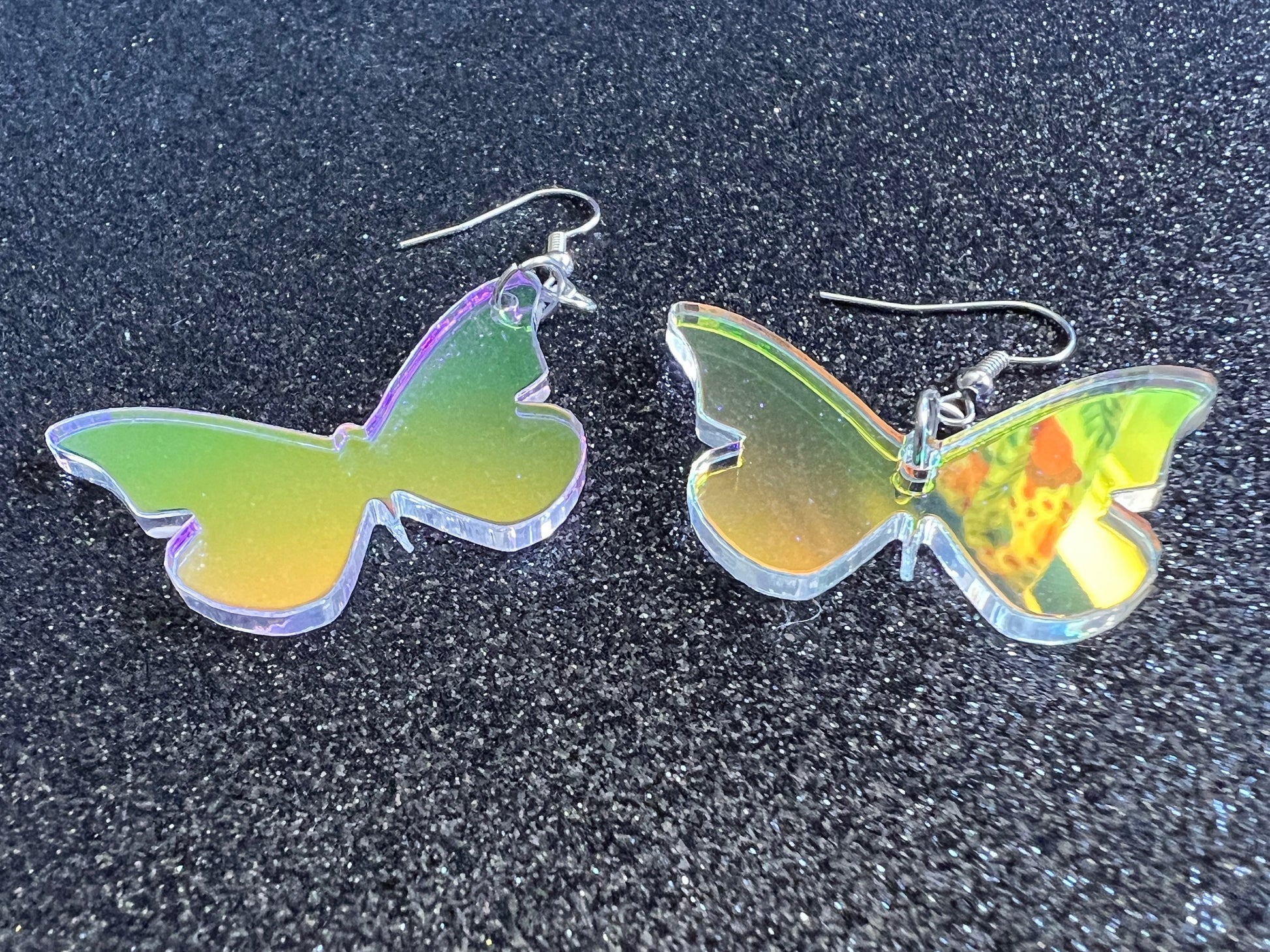 Iridescent Butterfly Earrings: Laser Cut Acrylic Butterflies, Summer, Monarch, Insects, Bugs, Best Gifts for Her/Him/Them